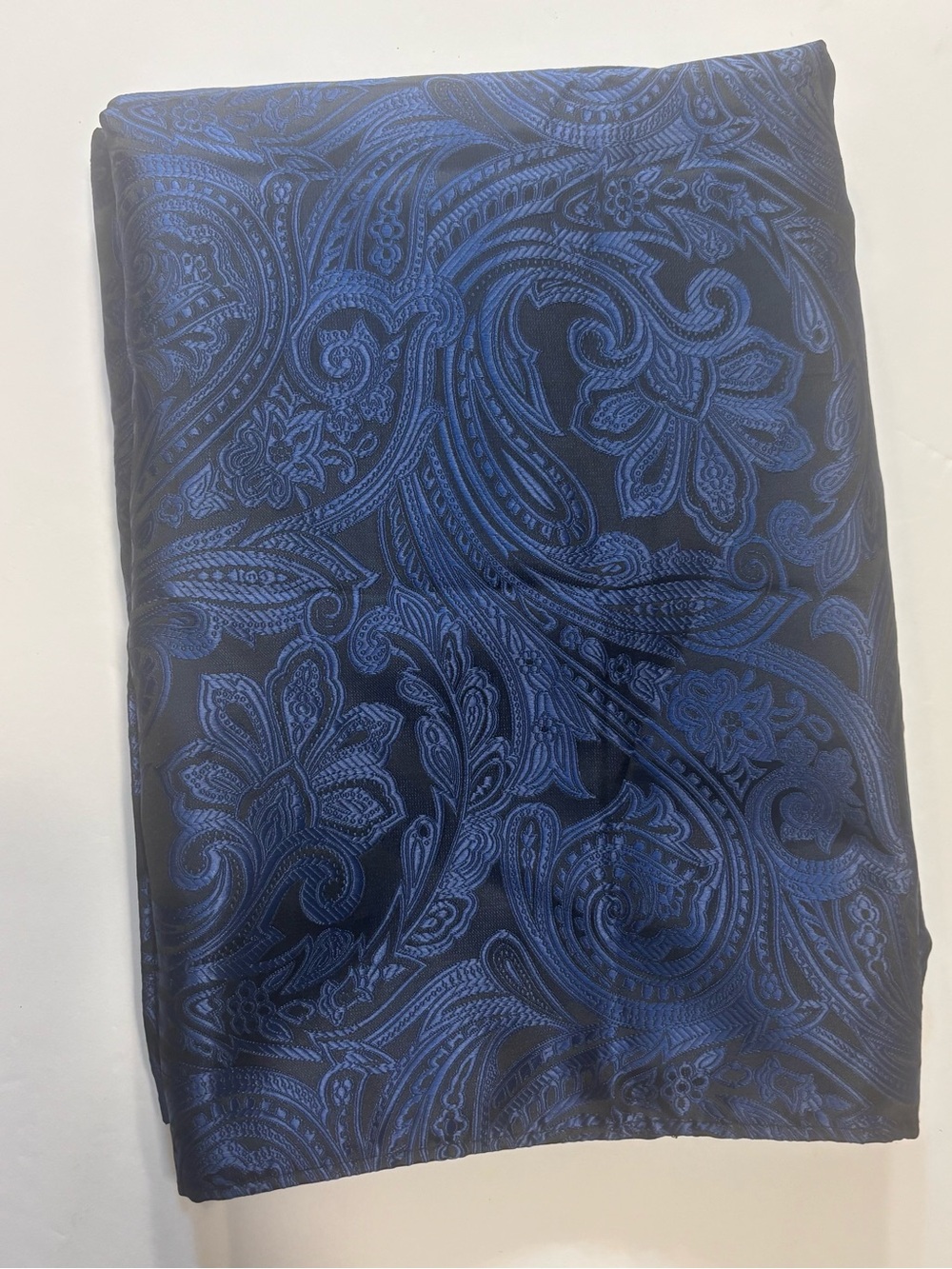 Barry Wang Mens Silk Scarf Navy Blue Paisley Jacquard Woven Hand Tailored 20x62